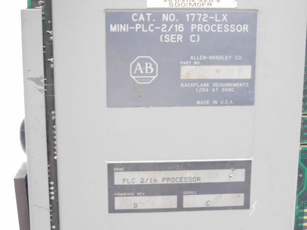 ALLEN BRADLEY 1772-LX SER. C 5VDC 1.25A F/W D (NO KEY) UNMP