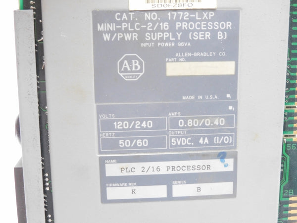 ALLEN BRADLEY 1772-LXP SER. B F/W K 120/240V 4A (NO KEY) UNMP