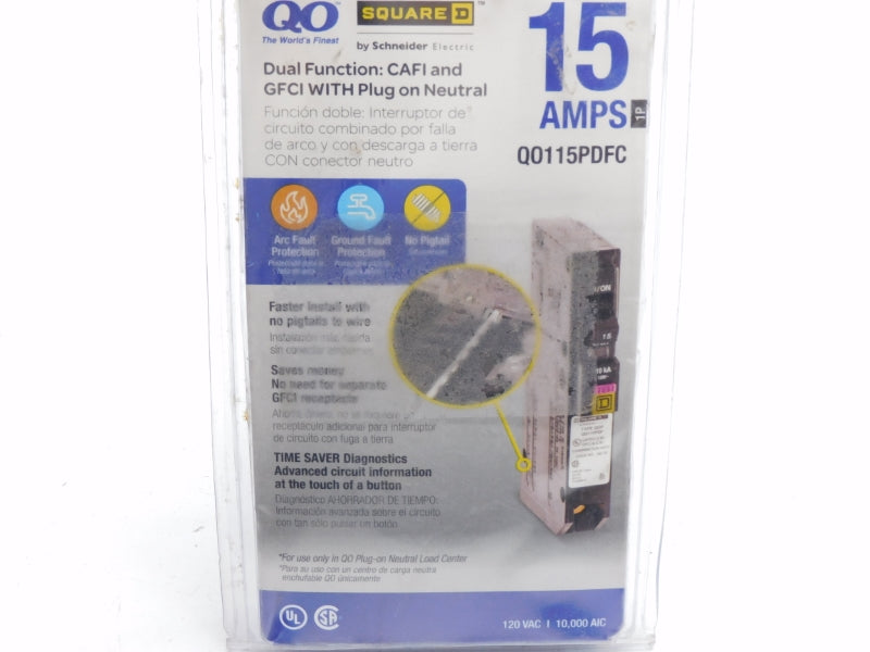 SQUARE D QO115PDFC 120VAC 15A NSMP