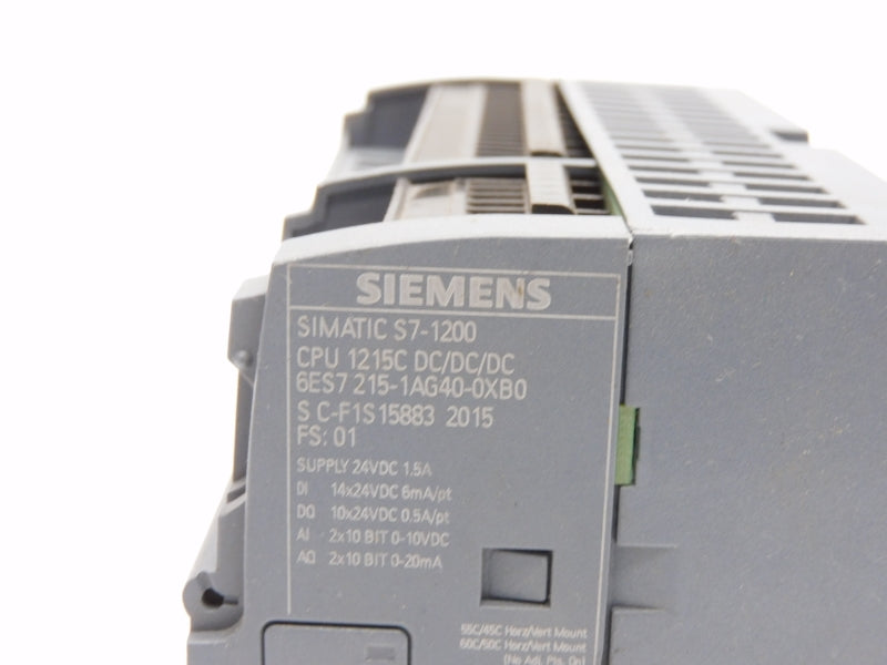 SIEMENS 6ES7215-1AG40-0XB0 24VDC 1.5A (NO DOOR) UNMP