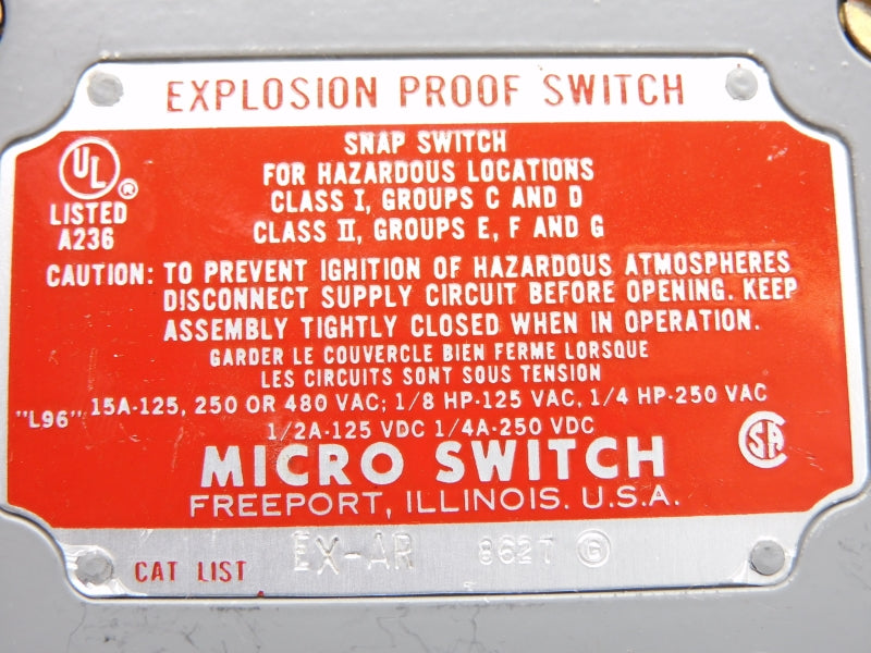 MICRO SWITCH EX-AR  480VAC 15A (GREY) NSNP
