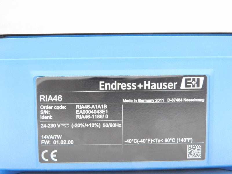 ENDRESS+HAUSER RIA46-A1A1B 24-230V F/W 01.02.00 UNMP