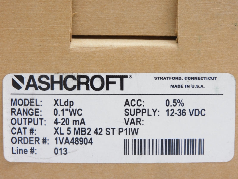 ASHCROFT XL5MB242STP1IW XLDP 12-36VDC 0.1"WC NSMP