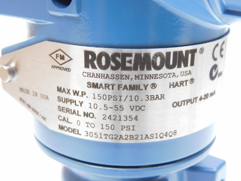 ROSEMOUNT 3051TG2A2B21AS1Q4Q8 10.5-55VDC 0-150PSI NSMP