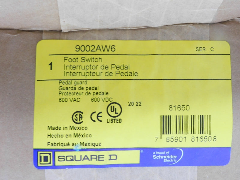 SQUARE D 9002AW6 SER. C 600VAC/DC NSFS