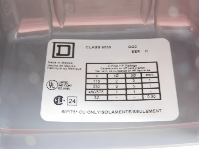 SQUARE D 9036GG2 SER. C 460/575V NSMP