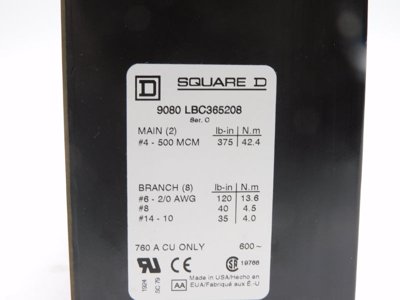 SQUARE D 9080LBC365208 SER. C 600V 760A NSMP