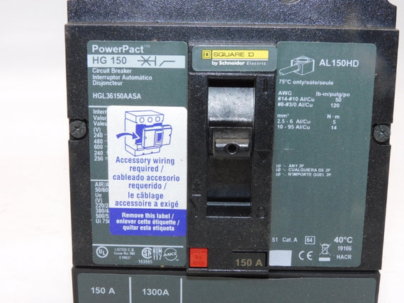 SQUARE D HGL36150AASA 600V 150A NSMP