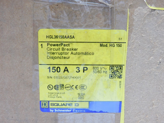 SQUARE D HGL36150AASA 600V 150A NSMP