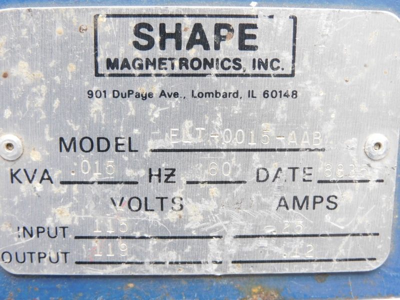 SHAPE MAGNETRONICS ELT-0015-AAB 115V .25A UNMP