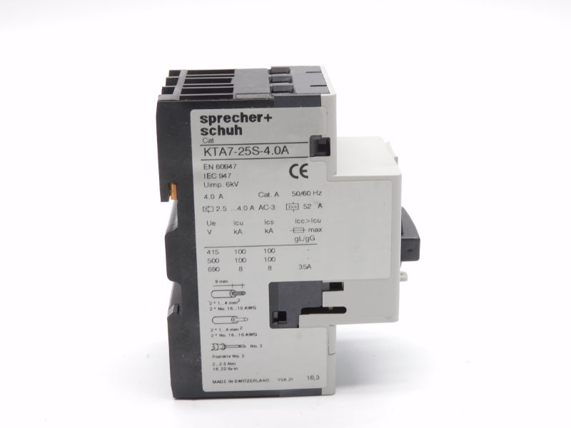 SPRECHER+SCHUH KTA7-25S-4A 690V 2.5-4.0A NSMP