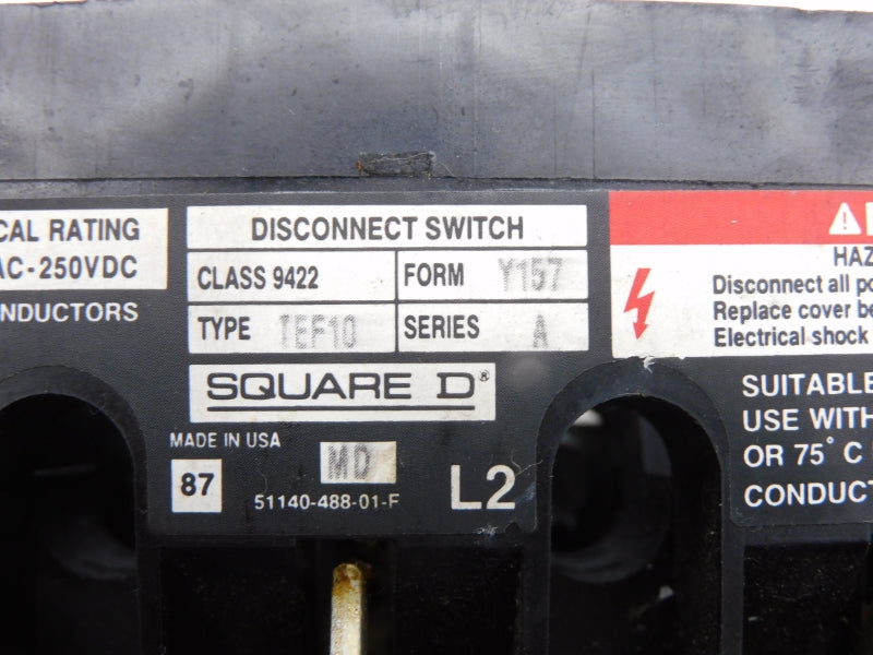 SQUARE D 9422TEF10 SER. A 600VAC UNMP