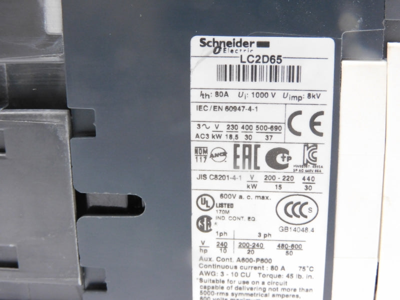 SCHNEIDER ELECTRIC LC2D65G7 120V 80A NSNP