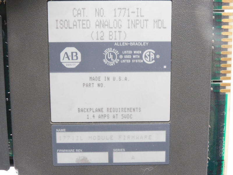 ALLEN BRADLEY 1771-IL SER. A 5VDC 1.4A F/W D (NO TERMINAL) UNMP