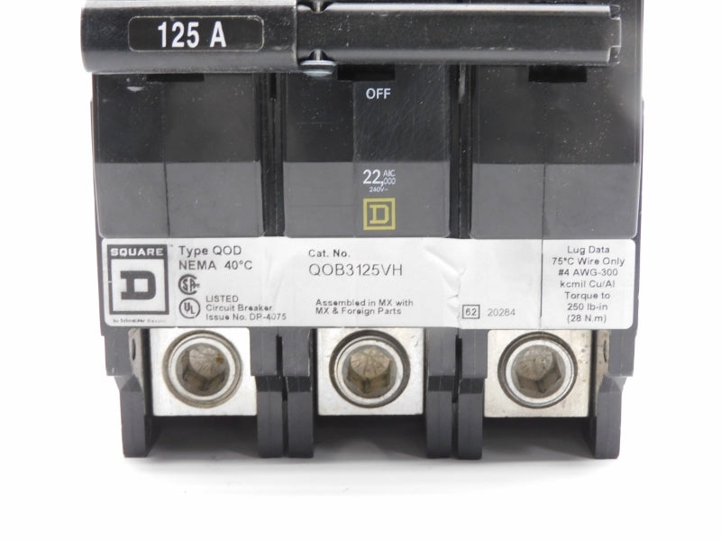 SQUARE D QOB3125VH 240V 125A (AS PICTURED) NSMP