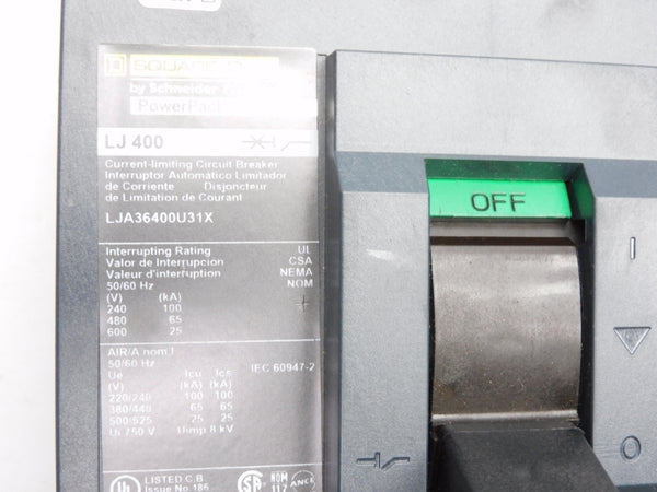 SQUARE D LJA36400U31X 600V 400A (AS PICTURED) NSNP