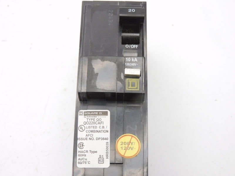 SQUARE D QO220CAFI 120/240V 20A NUPI