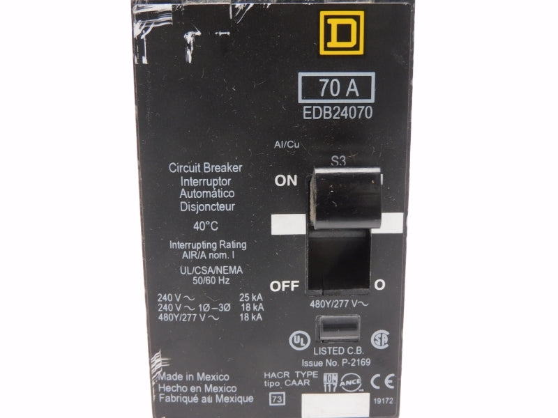 SQUARE D EDB24070 277V 70A UNMP