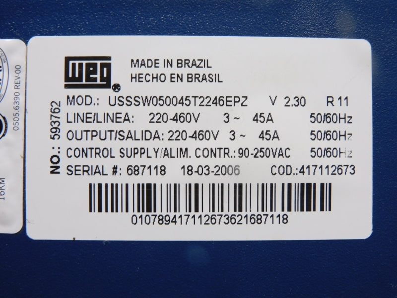 WEG USSSW050045T2246EPZ 220-460V 3-45A (NO DOOR) NSNP