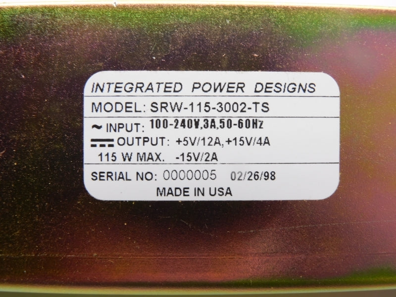 INTEGRATED POWER DESIGNS SRW-115-3002-TS 100-240V 3A NSNP