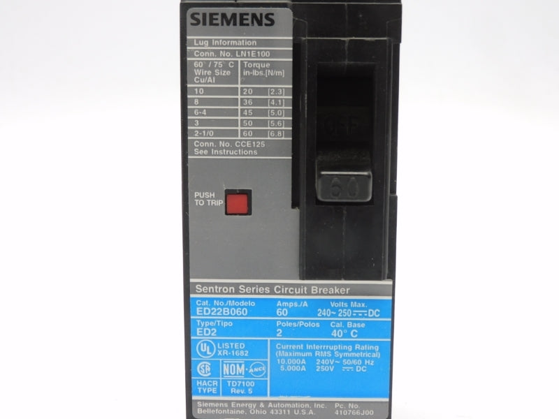 SIEMENS ED22B060 240VAC 60A NSMP