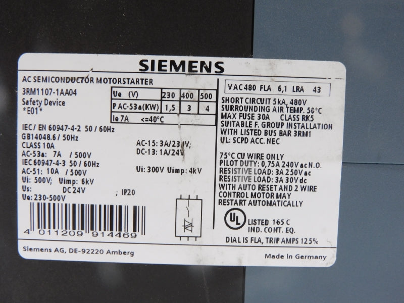 SIEMENS 3RM1107-1AA04 500V 1,6-10A NSNP