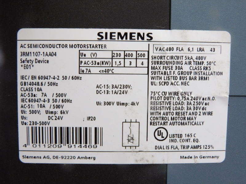 SIEMENS 3RM1107-1AA04 500V 1,6-10A (NO DOOR) NSNP