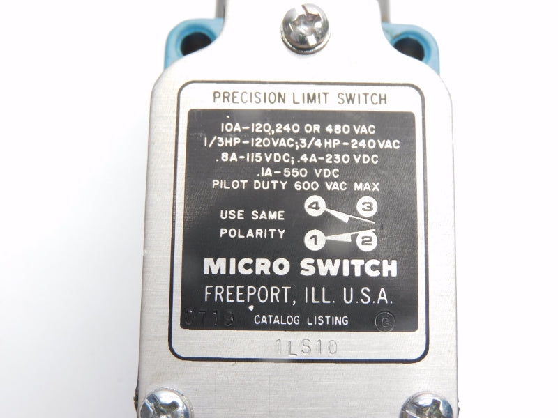 MICRO SWITCH 1LS10 600VAC 10A UNMP