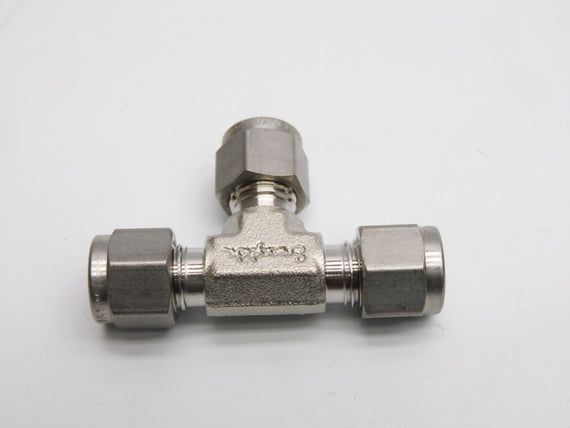 Swagelok Tube Fitting, 3-Way Tee Union, 1/4 in, Stainless Swagelok Tube Fitting, 3-Way Tee Union, 1/4 in, Stainless