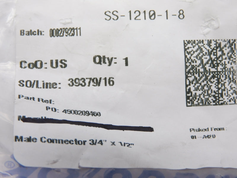 SWAGELOK SS-1210-1-8 3/4"x1/2" NSNP