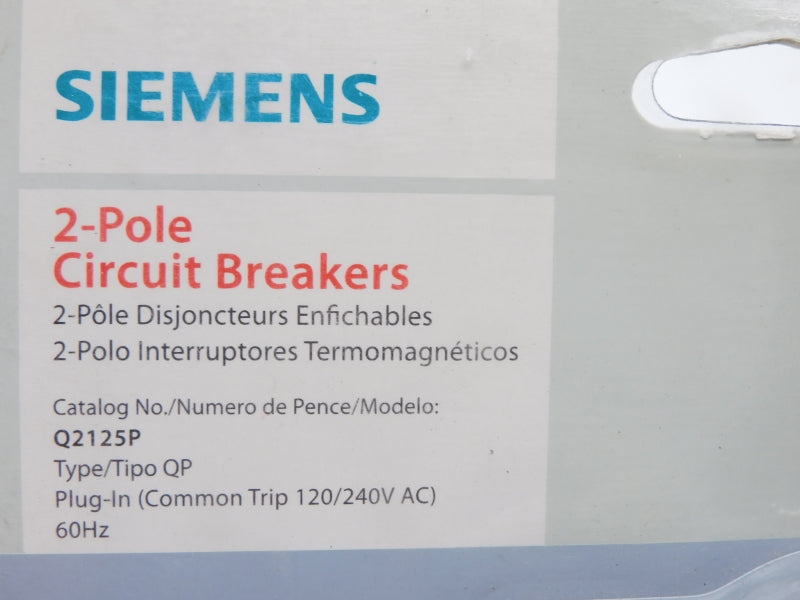 SIEMENS Q2125P 120/240VAC 125A NSMP