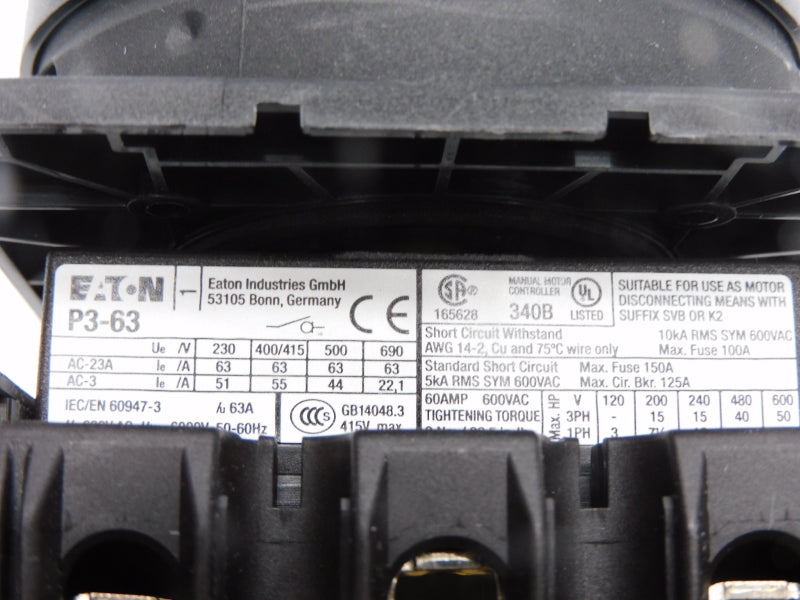 EATON P3-63/EA/SVB-SW/N/HI11 690V 63A NSMP