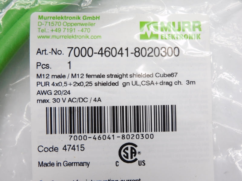 MURR ELEKTRONIK 7000-46041-8020300 30VAC/DC 4A 3M NSMP