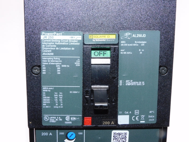 SQUARE D JRA36200 600V 200A NSNP