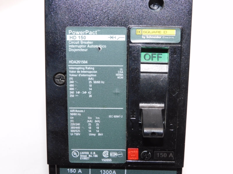 SQUARE D HDA261504 600V 150A UNMP