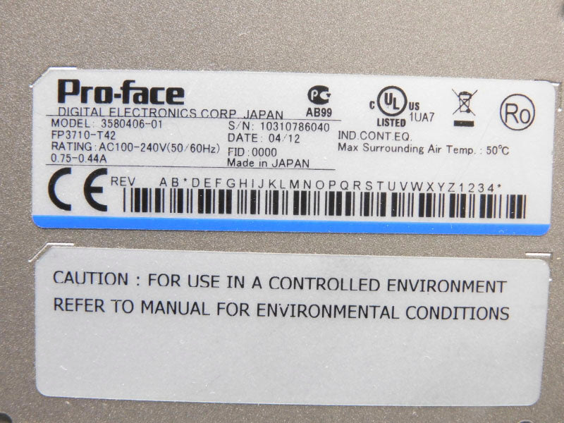 PRO-FACE 3580406-01 FP3710-T42 100-240VAC 0.75-0.44A NSNP