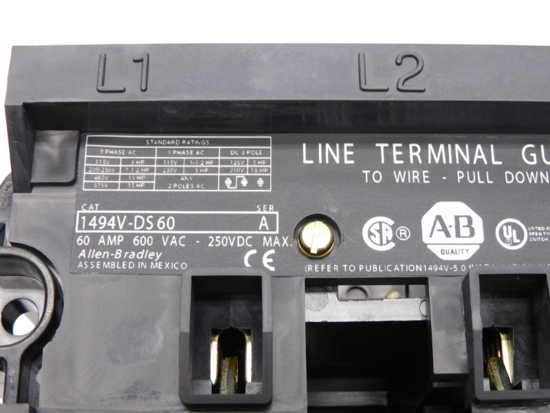ALLEN BRADLEY 1494V-DS60 SER. A 600V 60A (BR/WH) NSMP