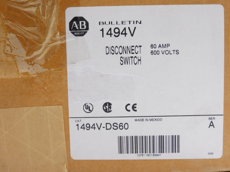 ALLEN BRADLEY 1494V-DS60 SER. A 600V 60A (BR/WH) NSMP