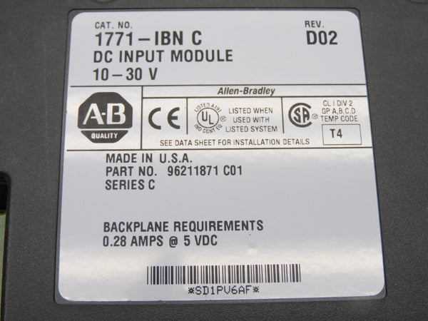 ALLEN BRADLEY 1771-IBN SER. C 10-30V .28A REV. D02 NSMP