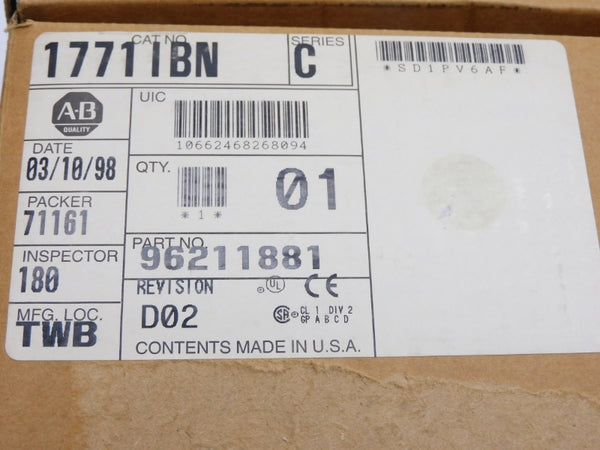 ALLEN BRADLEY 1771-IBN SER. C 10-30V .28A REV. D02 NSMP