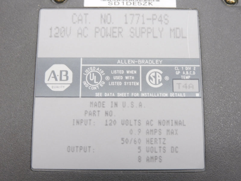 ALLEN BRADLEY 1771-P4S 120VAC 0.9A NSMP