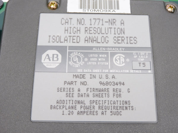 ALLEN BRADLEY 1771-NR SER. A 5VDC 1.20A F/W G NSMP