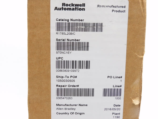 ALLEN BRADLEY 1785-L20B SER. C 5VDC 3.3A F/W U.2 REMAN