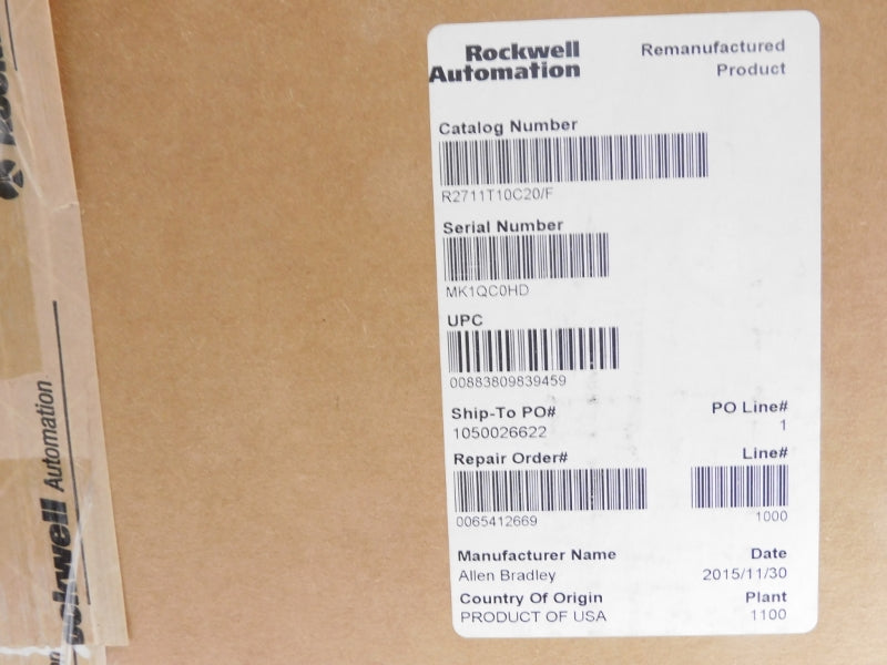 ALLEN BRADLEY 2711-T10C20 SER. F F/W 4.48 100-240VAC 0.4-0.25A REMAN