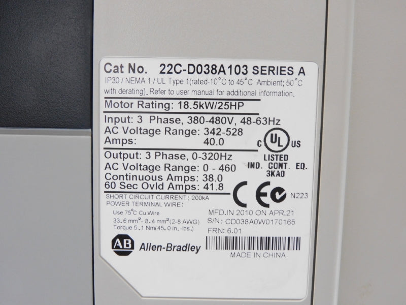 INDUSTRIAL SPARE PART 22C-D038A103 SER. A 342-528V 40.0A F/W 6.01 NSMP