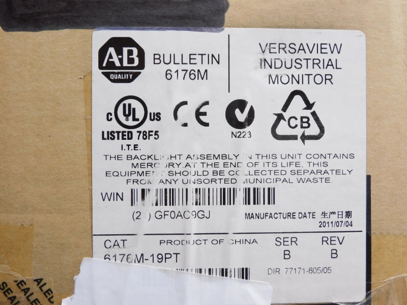 ALLEN BRADLEY 6176M-19PT SER. B 12VDC 3.5A (BR/WH)  NSMP