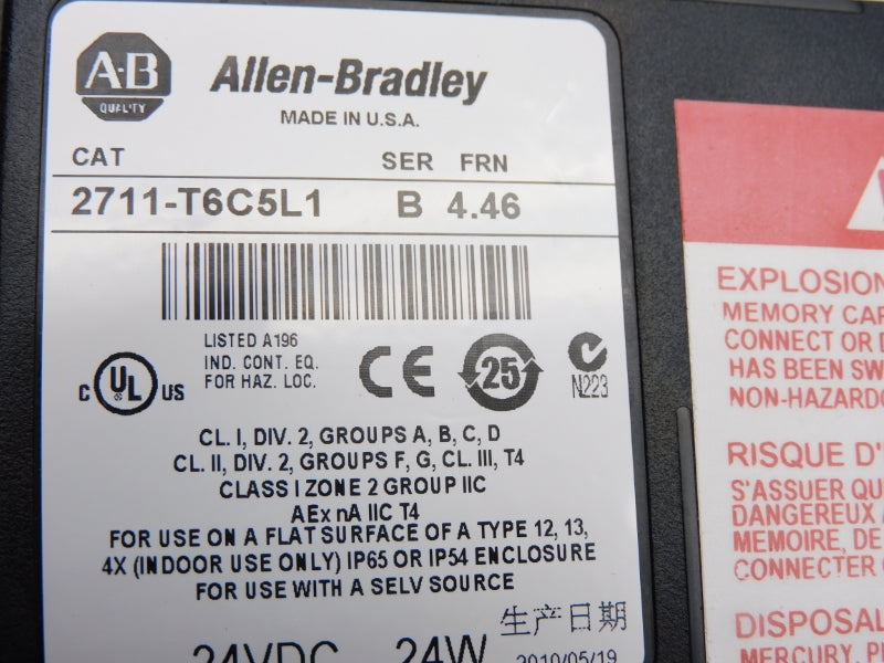 ALLEN BRADLEY 2711-T6C5L1 SER. B 24VDC F/W 4.46 NSNP