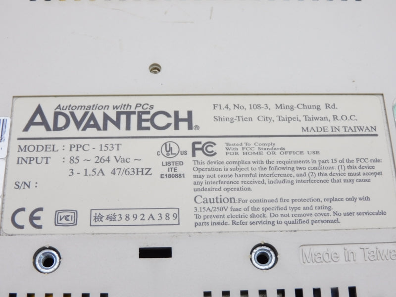 ADVANTECH PPC-153T 85-264VAC 3-1.5A NSNP