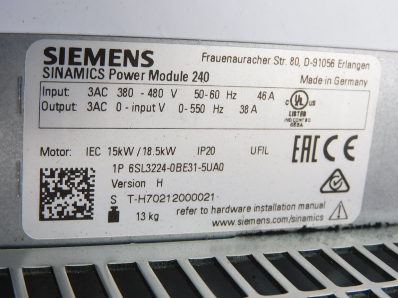 SIEMENS 6SL3224-0BE31-5UA0 380-480V 46A NUPI