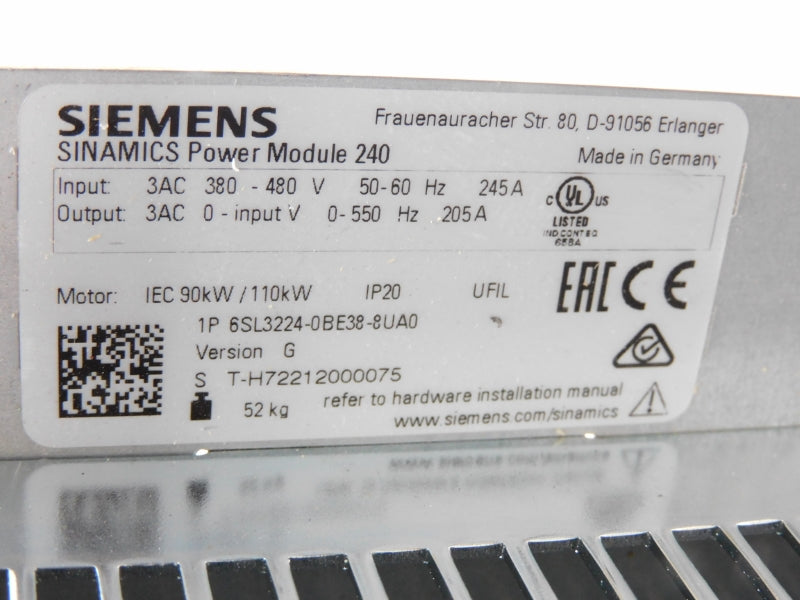SIEMENS 6SL3224-0BE38-8UA0 380-480V 245A NUPI
